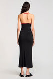 Halter Black Sheath Velvet Wedding Guest Dress