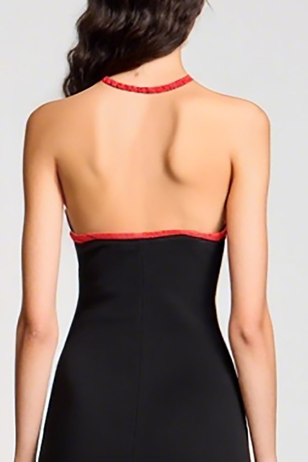 Halter Black Sheath Velvet Wedding Guest Dress