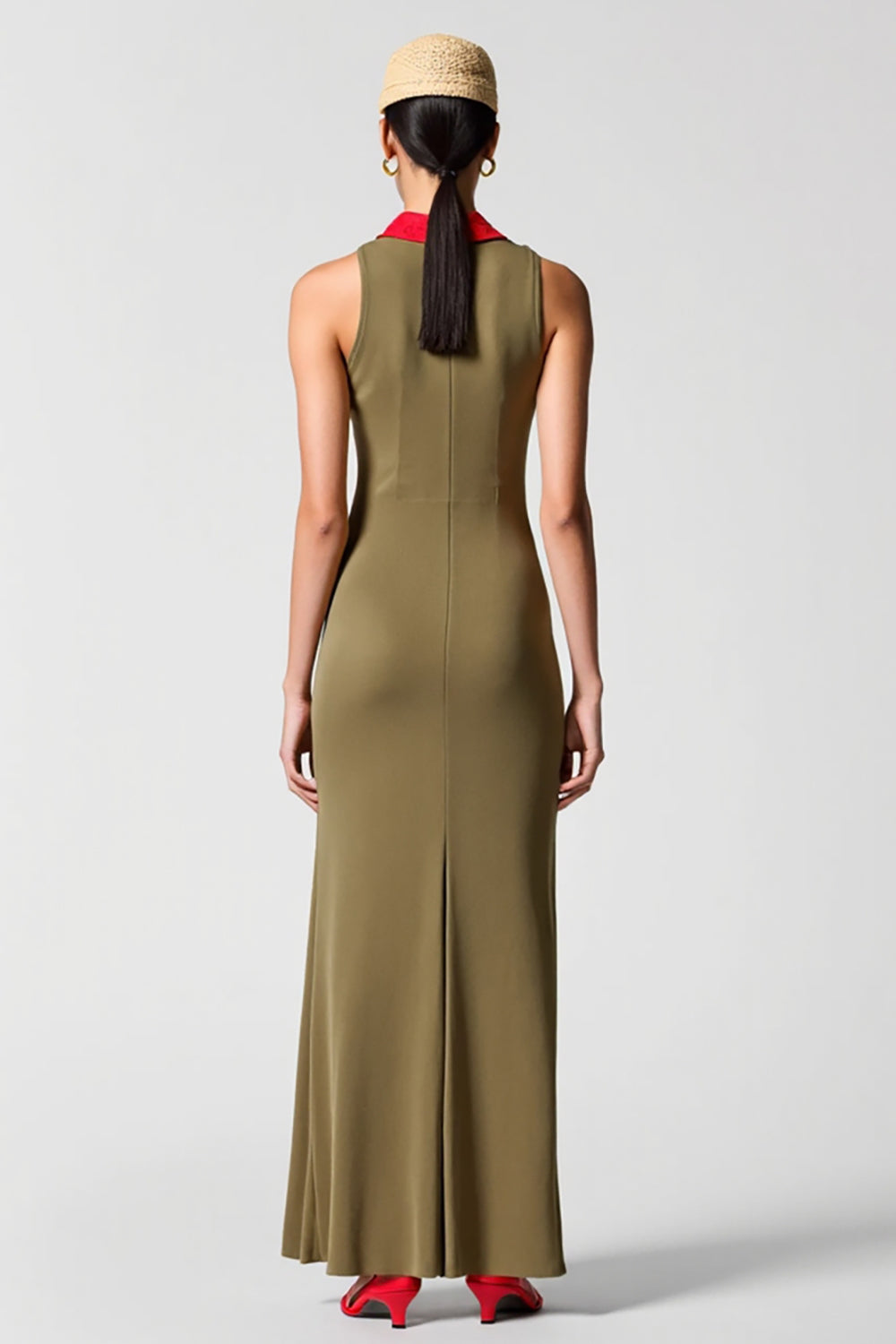 Olive Chiffon Sheath Wedding Guest Dress