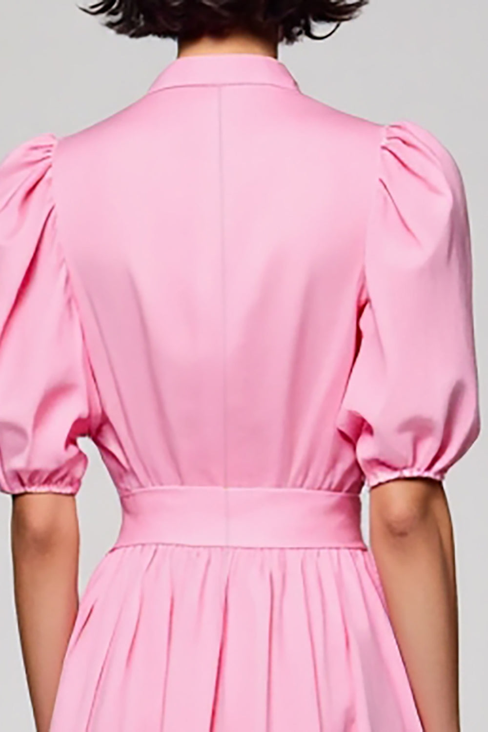 Pink Cotton Ruched A Line Wedding Guest Dress