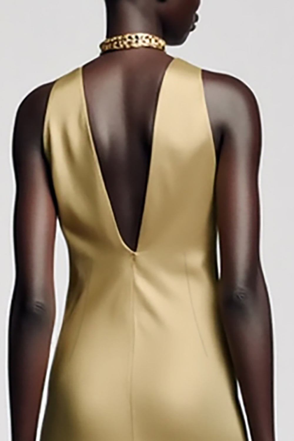 Gold Halter Satin A Line Wedding Guest Dress