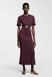 Dark Red Sheath Satin Wedding Guest Dress