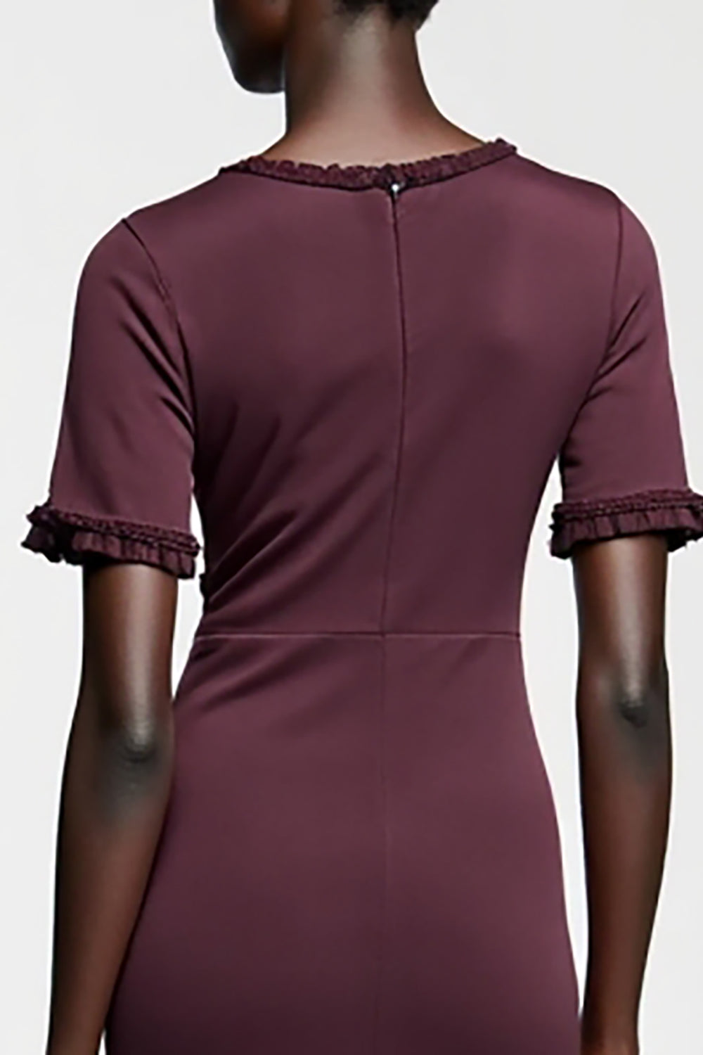 Dark Red Sheath Satin Wedding Guest Dress