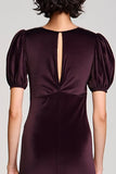 Velvet Burgundy Sheath Wedding Guest Dress