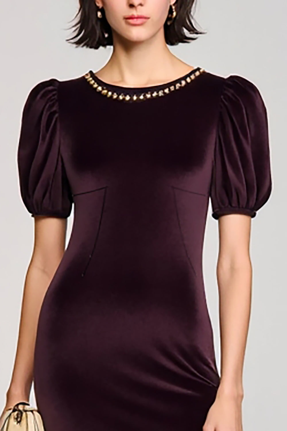 Velvet Burgundy Sheath Wedding Guest Dress