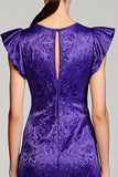 Purple Jacquard Sheath Wedding Guest Dress