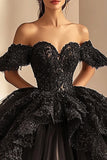 Ball Gown Off The Shoulder Black Lace Quinceanera Dress