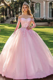 Off the Shoulder Lilac Ball Gown Appliqued Quinceanera Dress