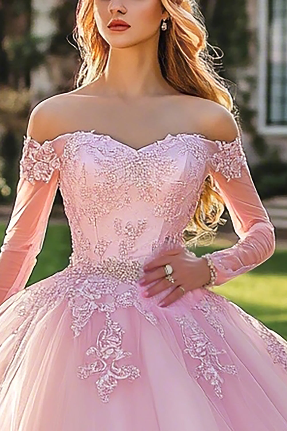 Off the Shoulder Lilac Ball Gown Appliqued Quinceanera Dress