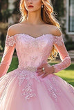 Off the Shoulder Lilac Ball Gown Appliqued Quinceanera Dress