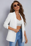 White Shawl Lapel Casual Women's Blazer