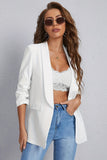 White Shawl Lapel Casual Women's Blazer
