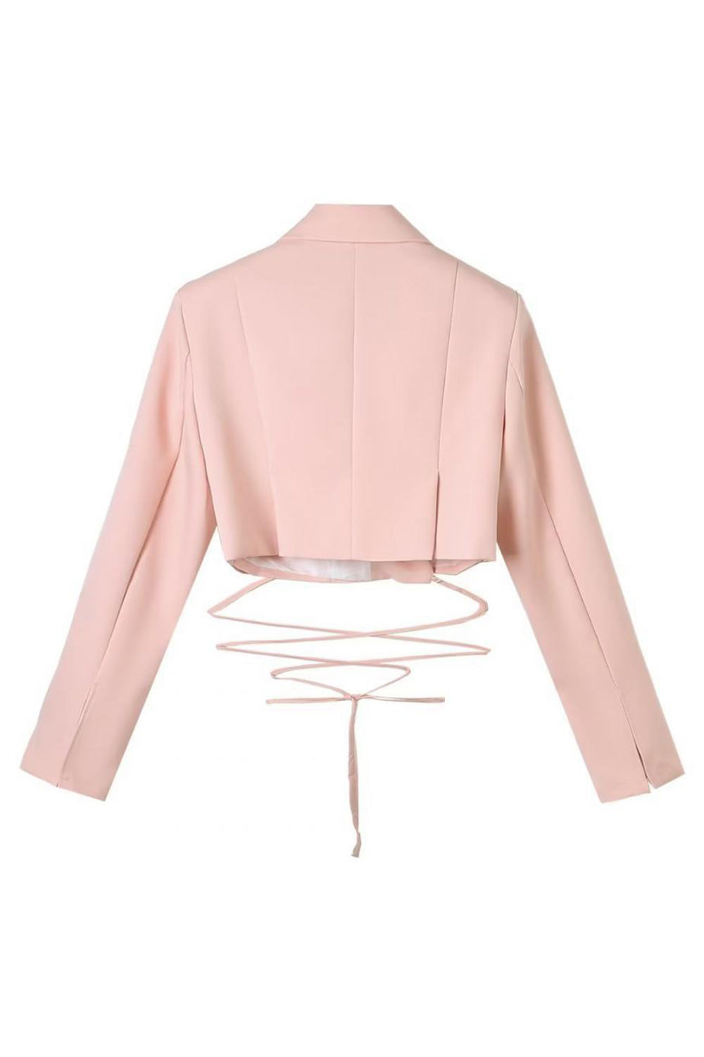 Hot Pink Notched Lapel Tie Cropped Women's Blazer