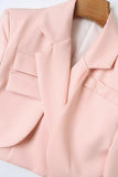 Hot Pink Notched Lapel Tie Cropped Women's Blazer