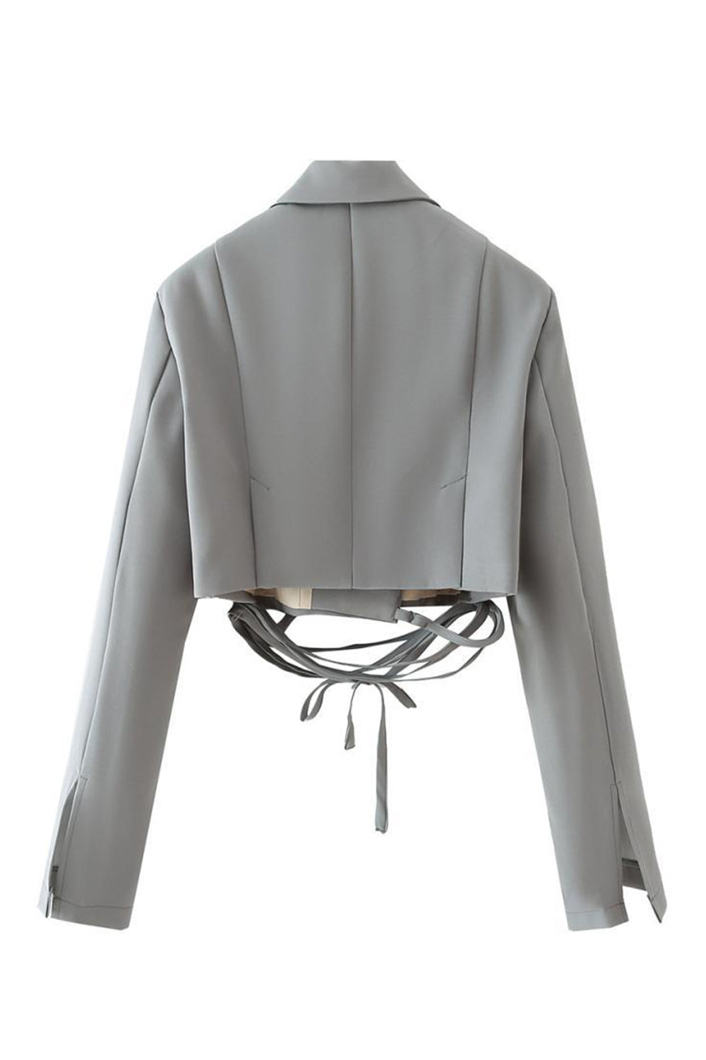 Hot Pink Notched Lapel Tie Cropped Women's Blazer