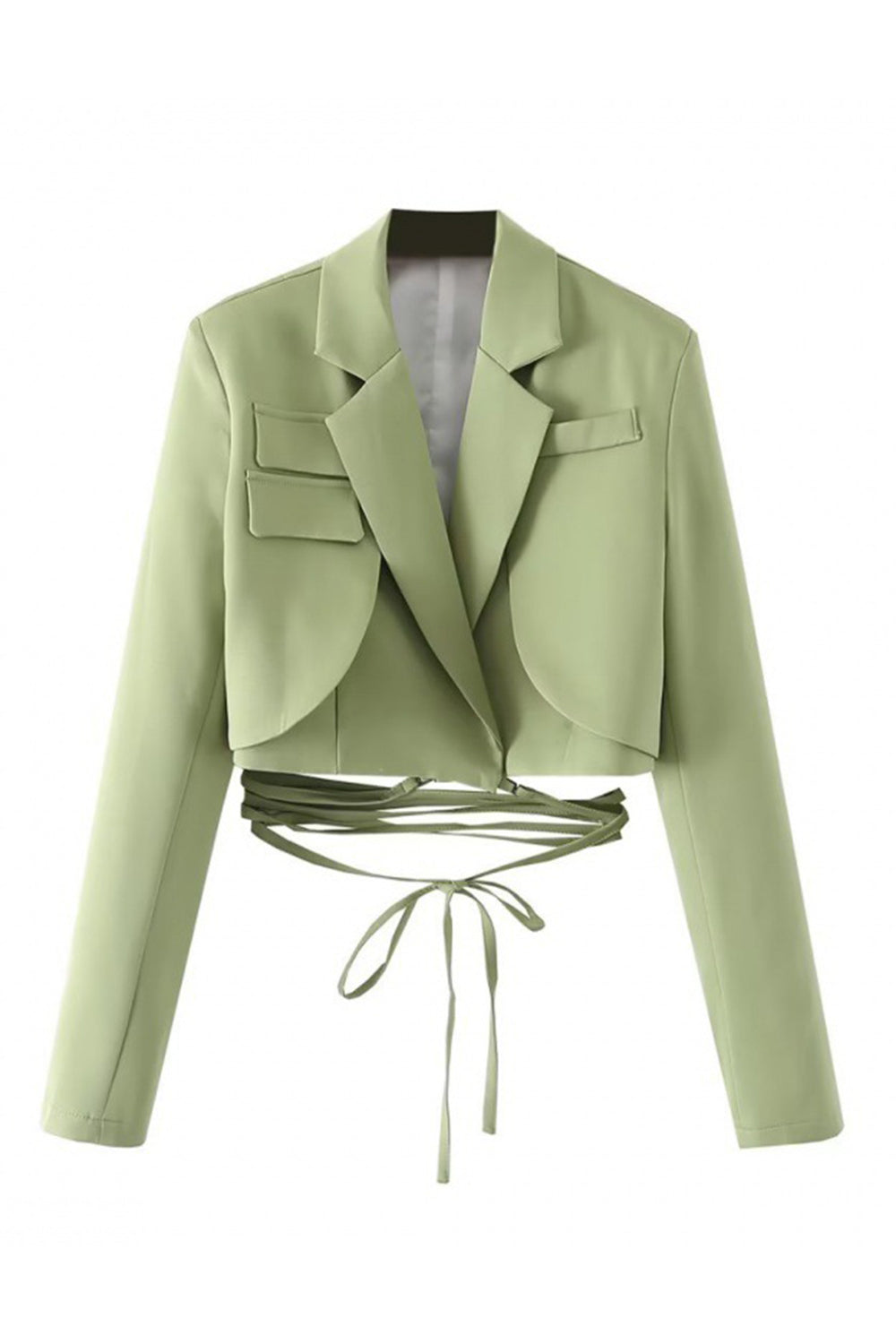 Hot Pink Notched Lapel Tie Cropped Women's Blazer