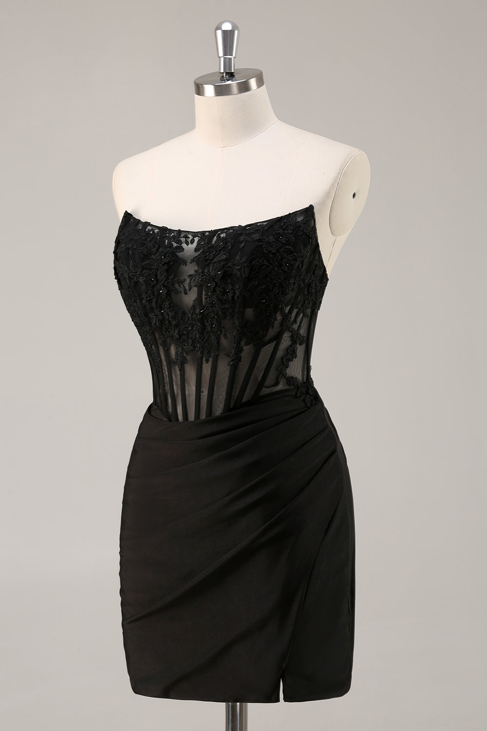 Pink Strapless Corset Beaded Short Tight Homecoming Dress