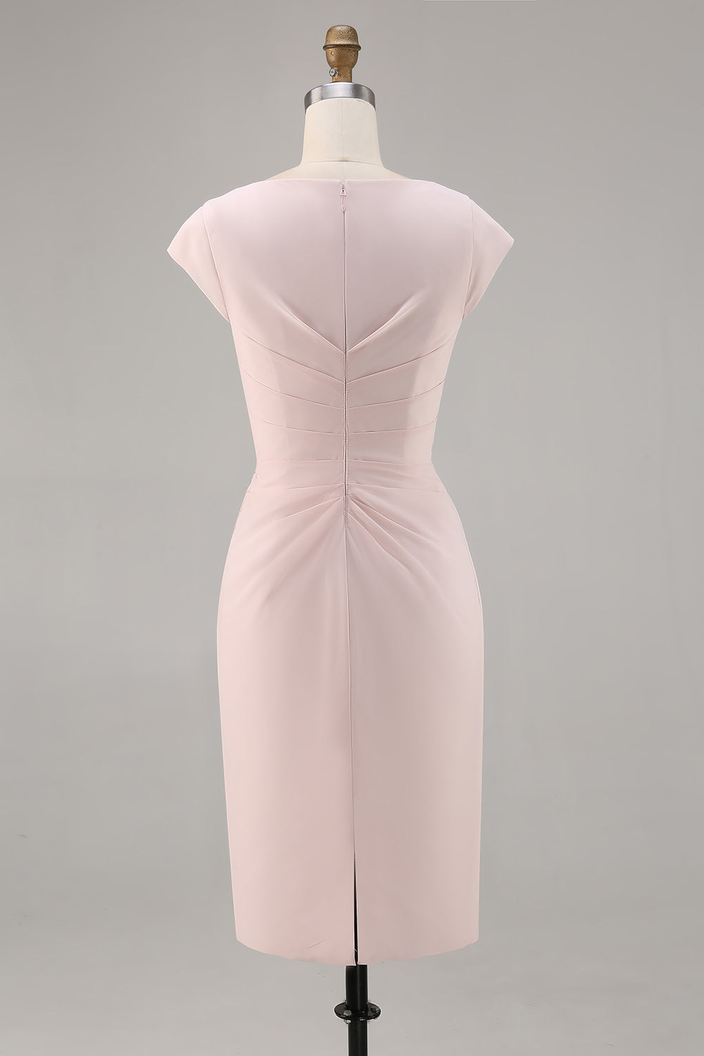 Candy Pink Bodycon V Neck Midi Mother of Bride Dress with Ruffles