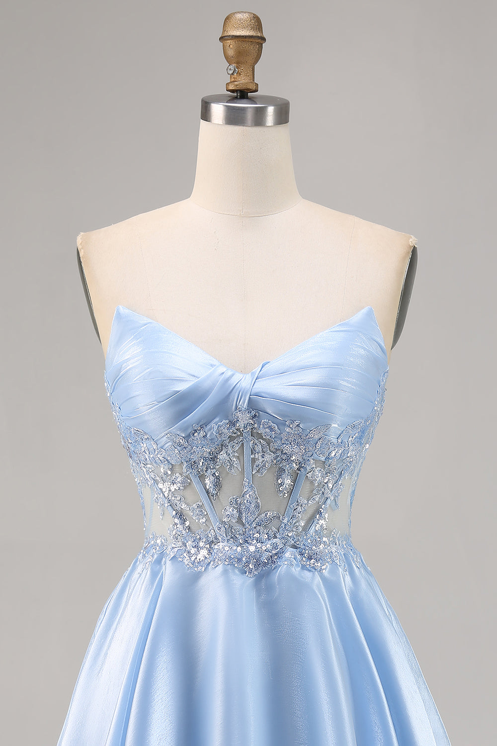 Light Blue Strapless A Line Short Homecoming Dress with Sequins