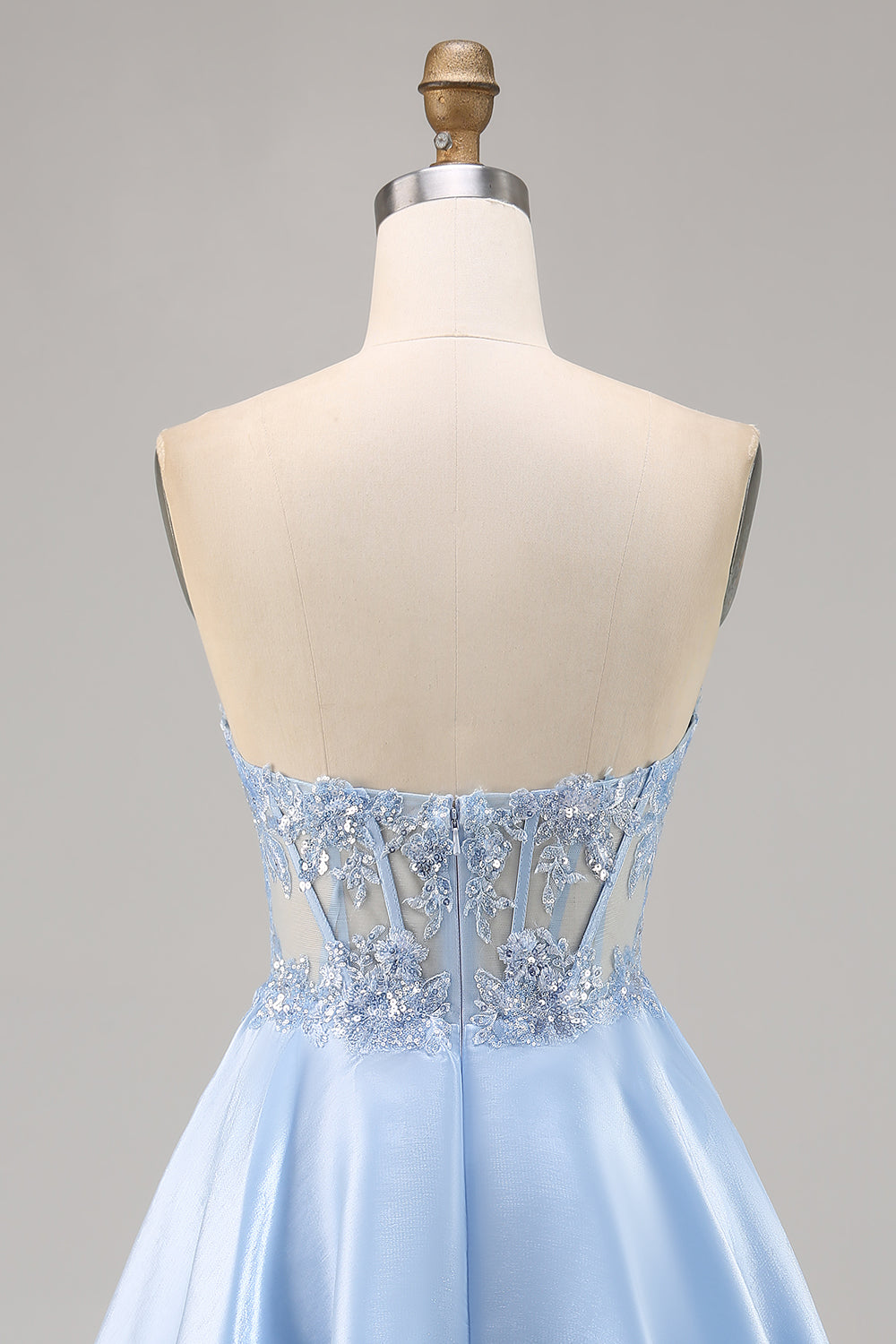 Light Blue Strapless A Line Short Homecoming Dress with Sequins