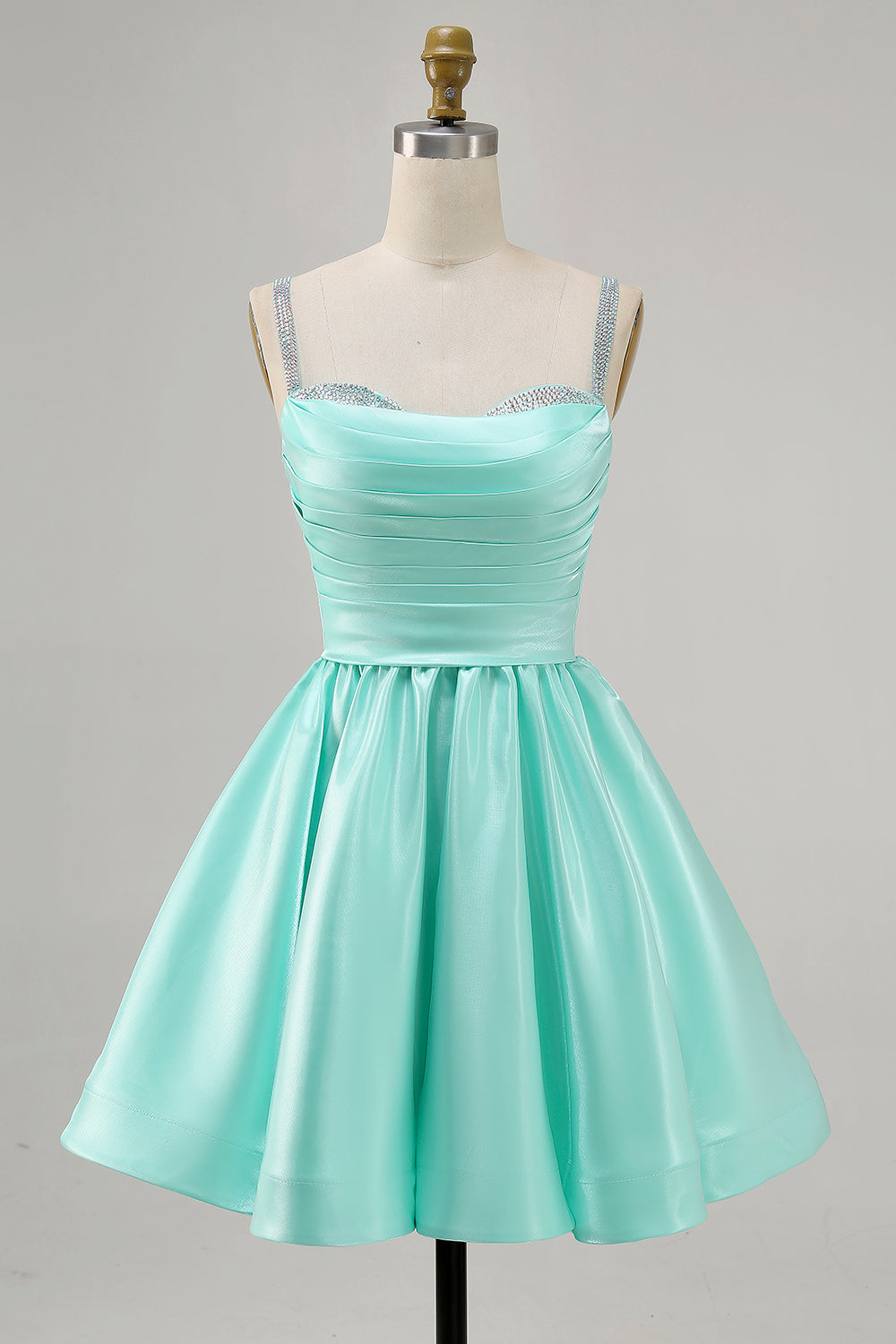 Fuchsia Satin A Line Short Homecoming Dress with Beading