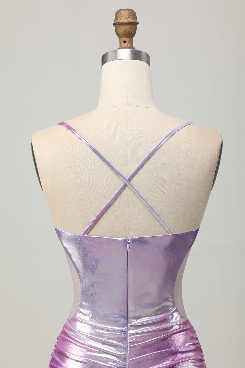 Silver Purple Bodycon Ruffled V Neck Homecoming Dress