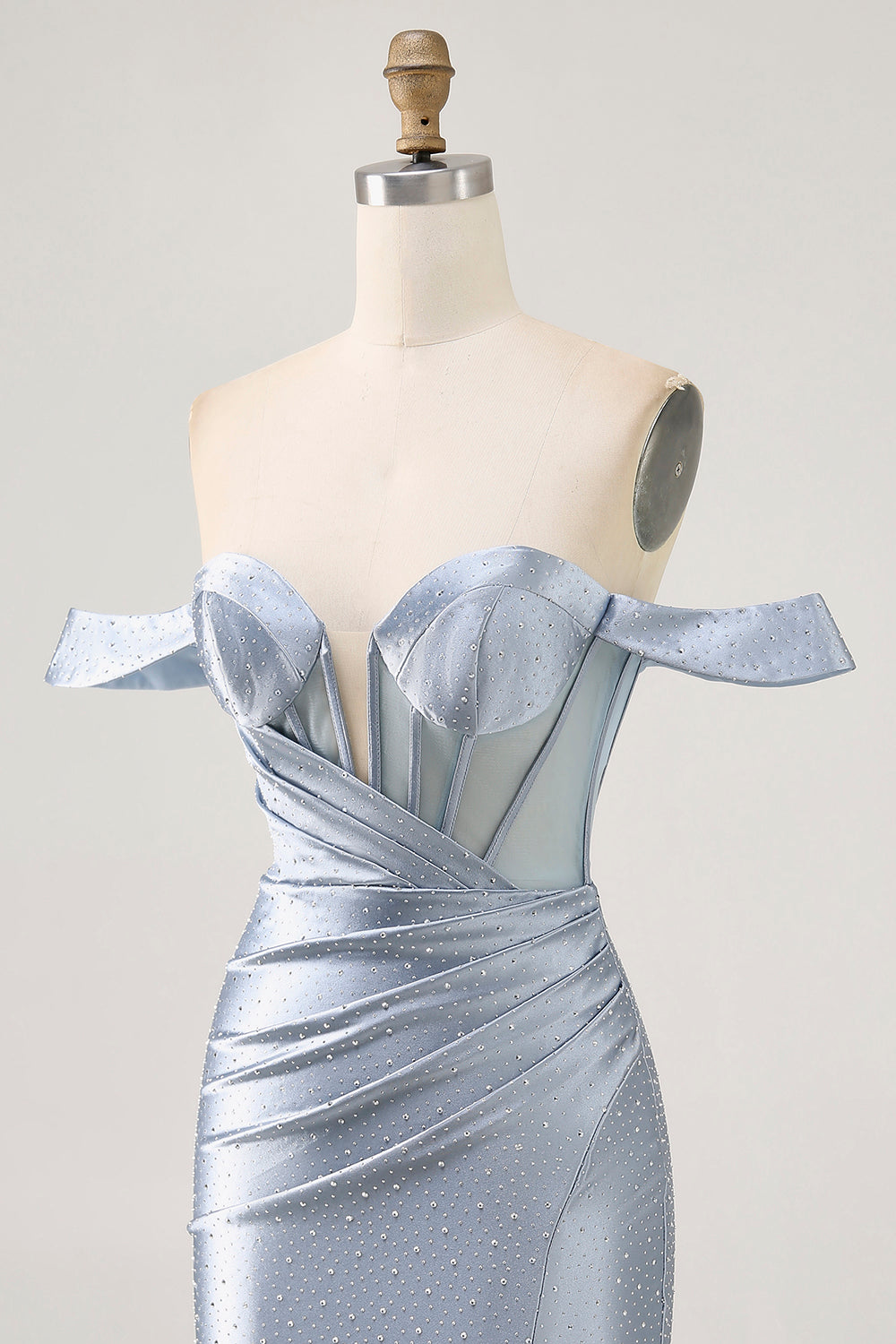 Dusty Blue Bodycon Corset Off The Shoulder Homecoming Dress