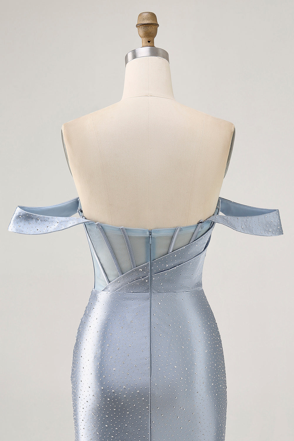 Dusty Blue Bodycon Corset Off The Shoulder Homecoming Dress