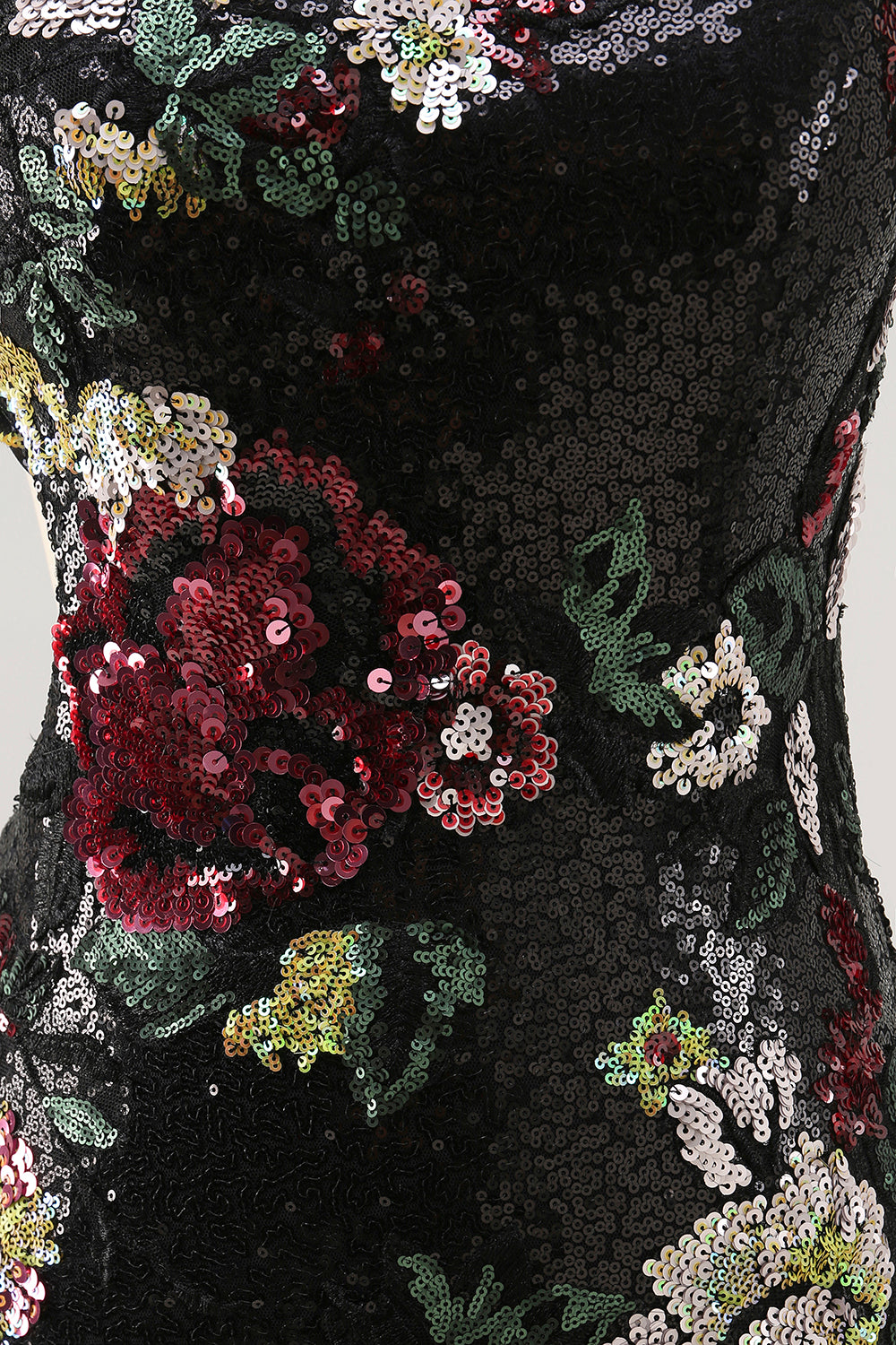 Black Flower Bodycon Sequin One Shoulder Homecoming Dress