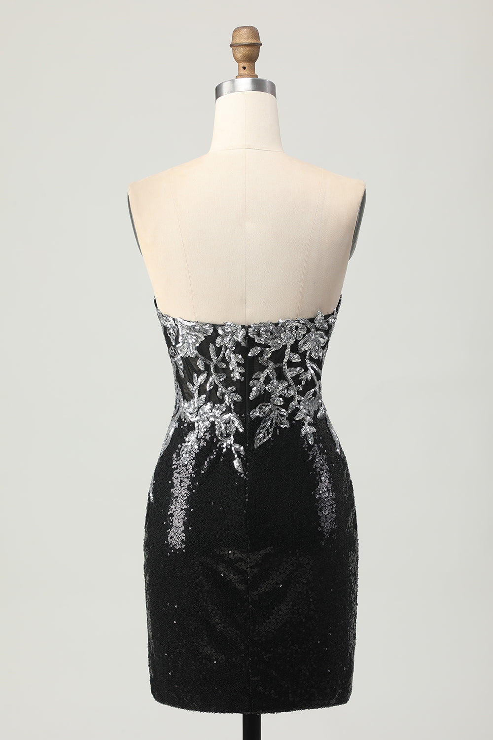 Sparkly Black Silver Bodycon Sequins Mini Homecoming Dress