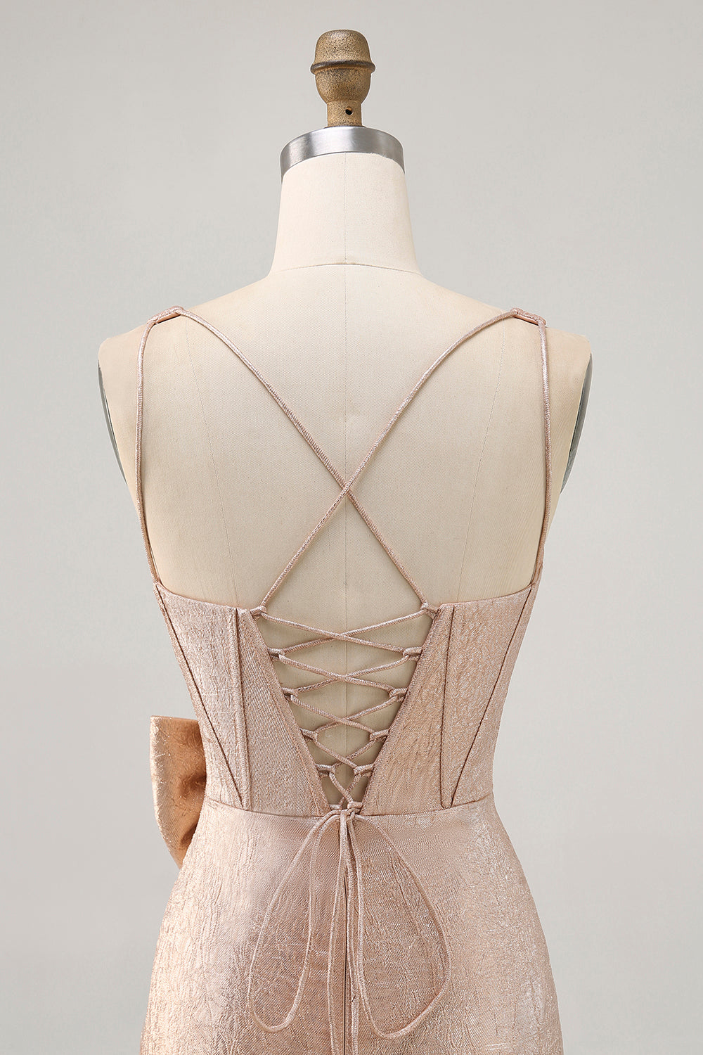 Champagne Bodycon Satin Short Homecoming Dress with Bow