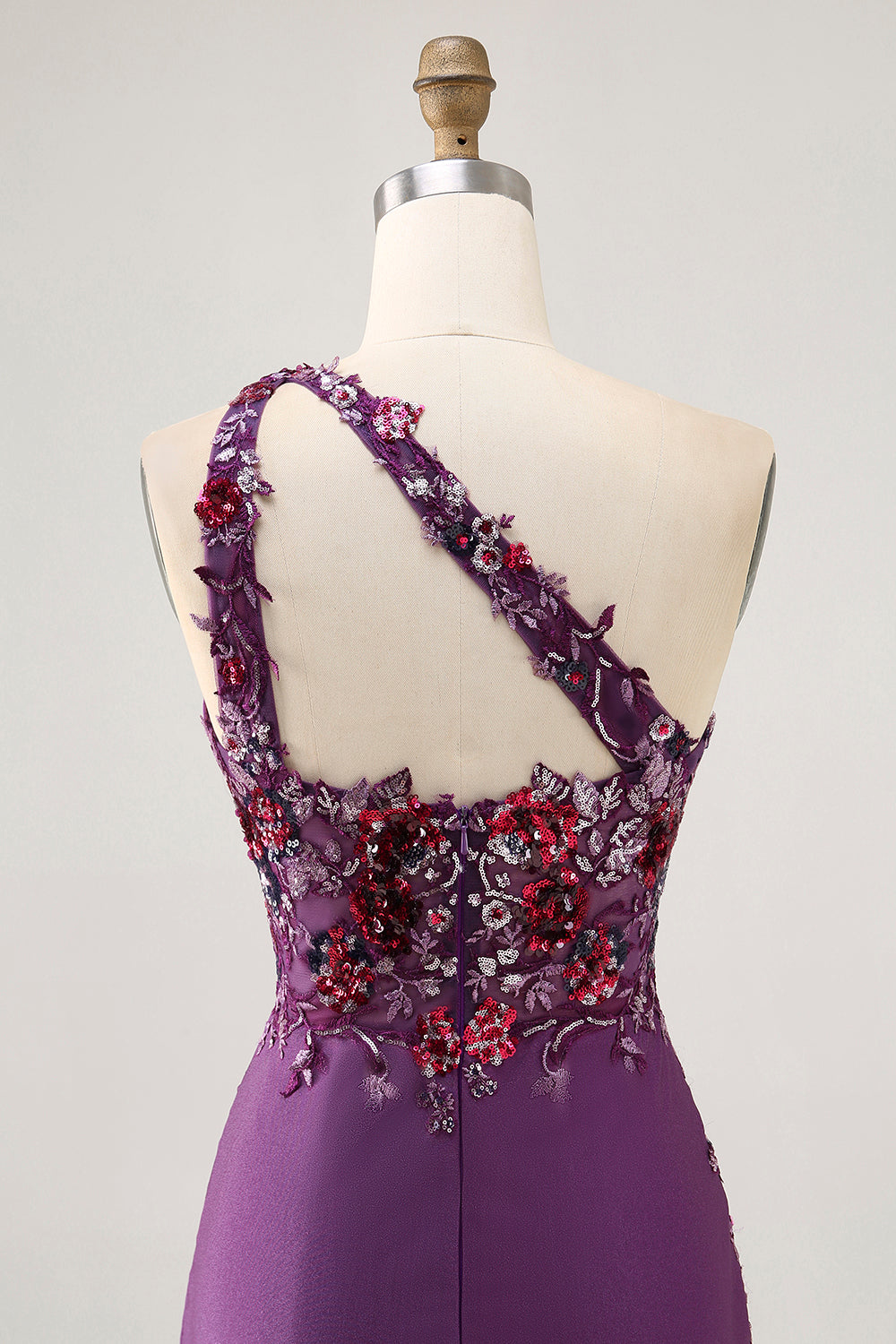 Dark Purple One Shoulder Sequins Bodycon Homecoming Dress with Slit