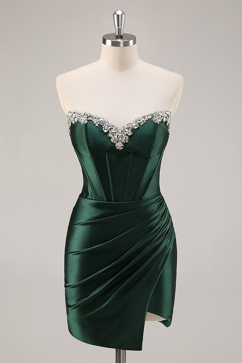 Dark Green Strapless Corset Bodycon Homecoming Dress
