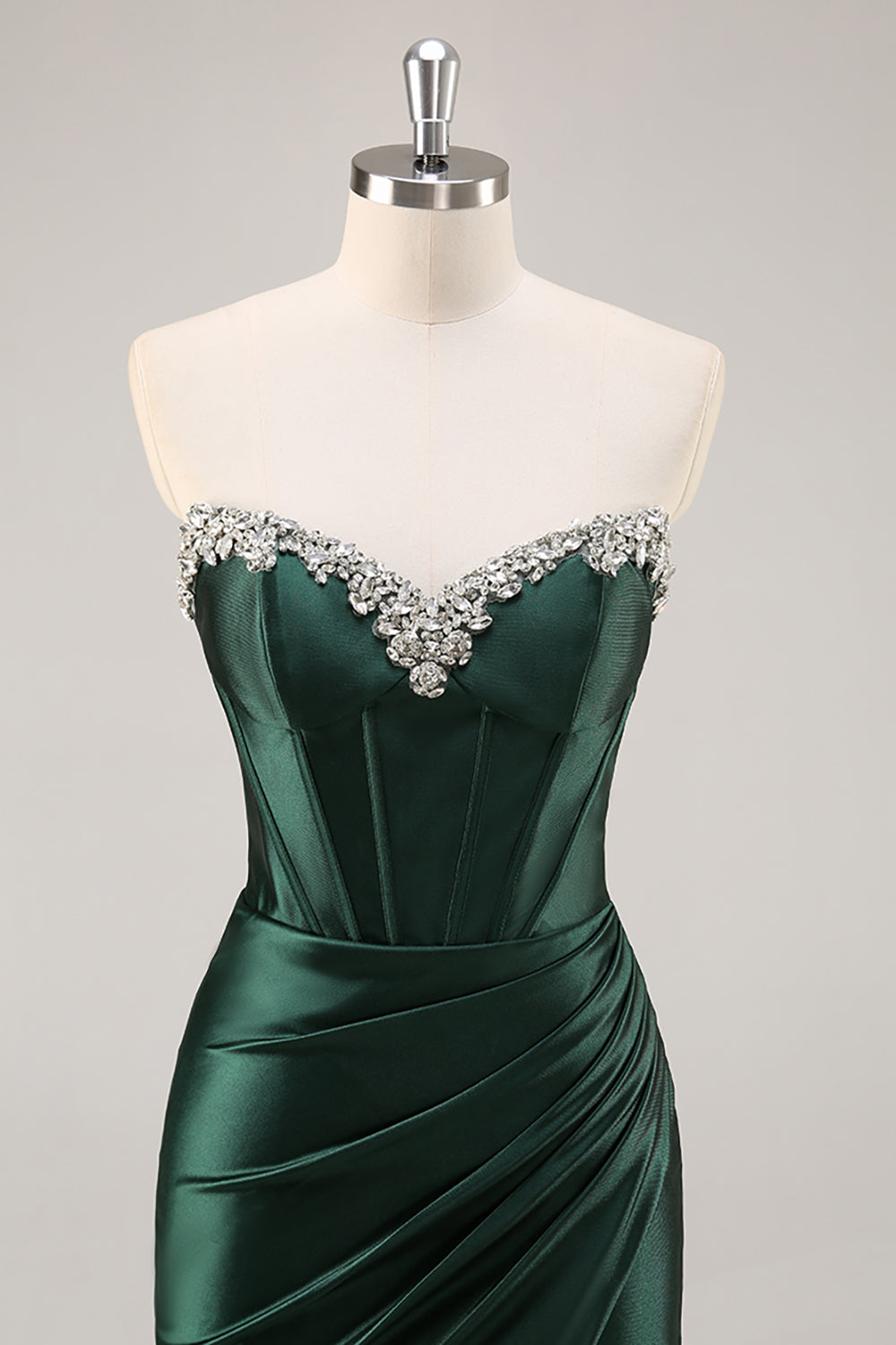 Dark Green Strapless Corset Bodycon Homecoming Dress
