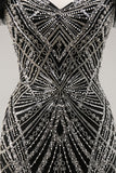 Off the Shoulder Beaded Mermaid Black Prom Dress