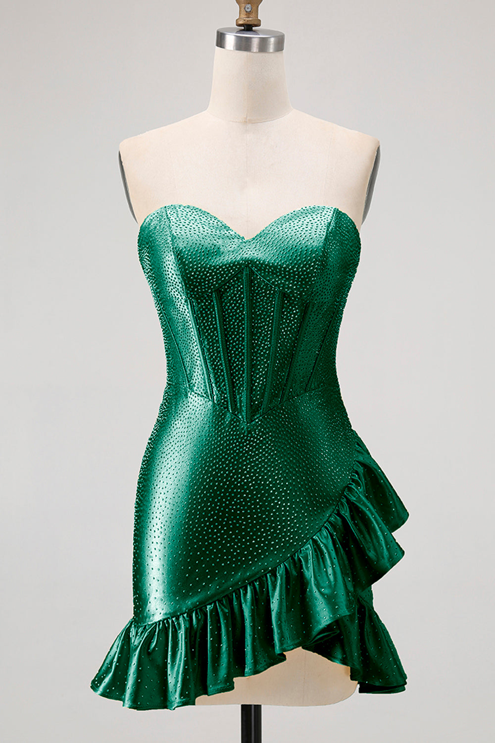 Yellow Bodycon Strapless Corset Beaded Short Homecoming Dress with Ruffles