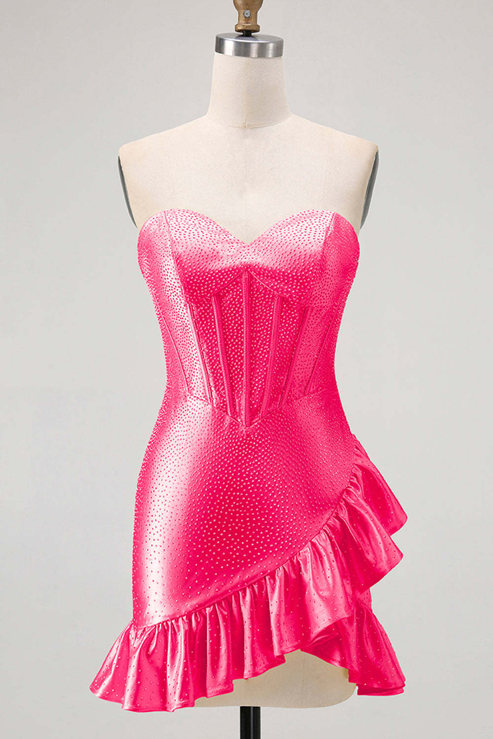 Yellow Bodycon Strapless Corset Beaded Short Homecoming Dress with Ruffles