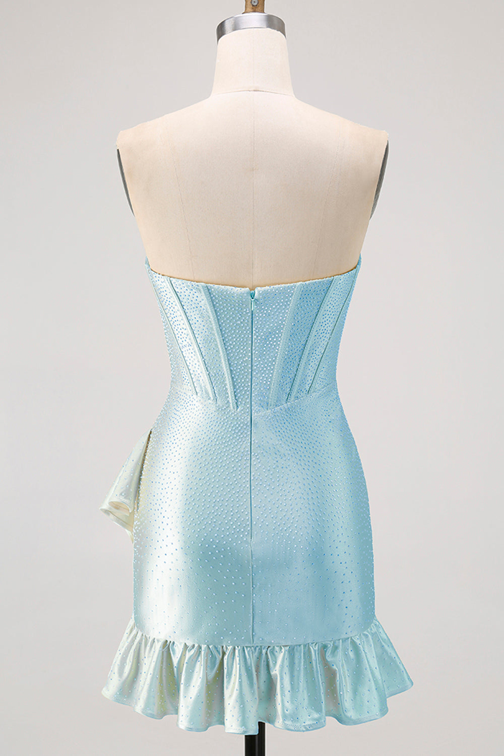 Yellow Bodycon Strapless Corset Beaded Short Homecoming Dress with Ruffles