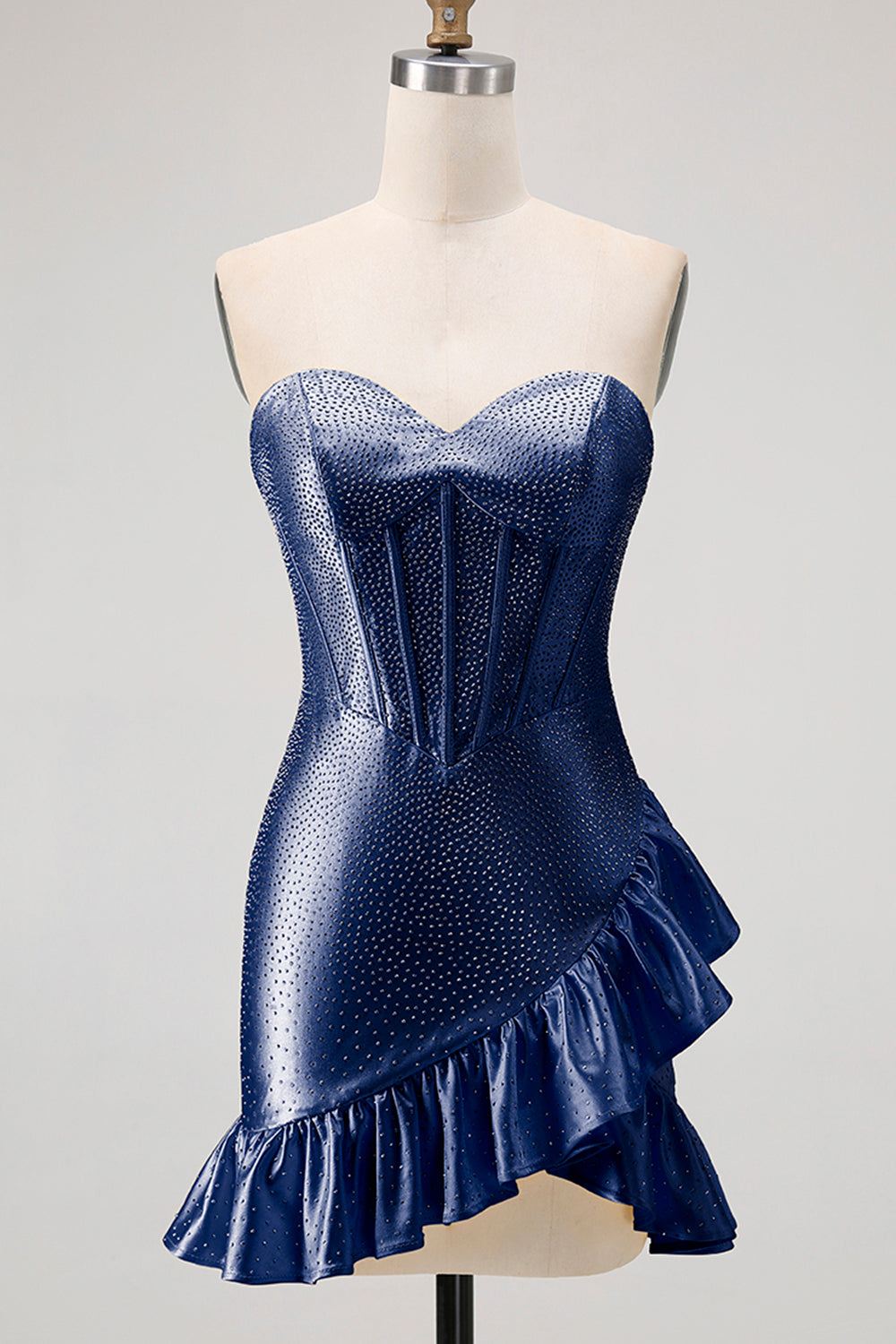 Yellow Bodycon Strapless Corset Beaded Short Homecoming Dress with Ruffles