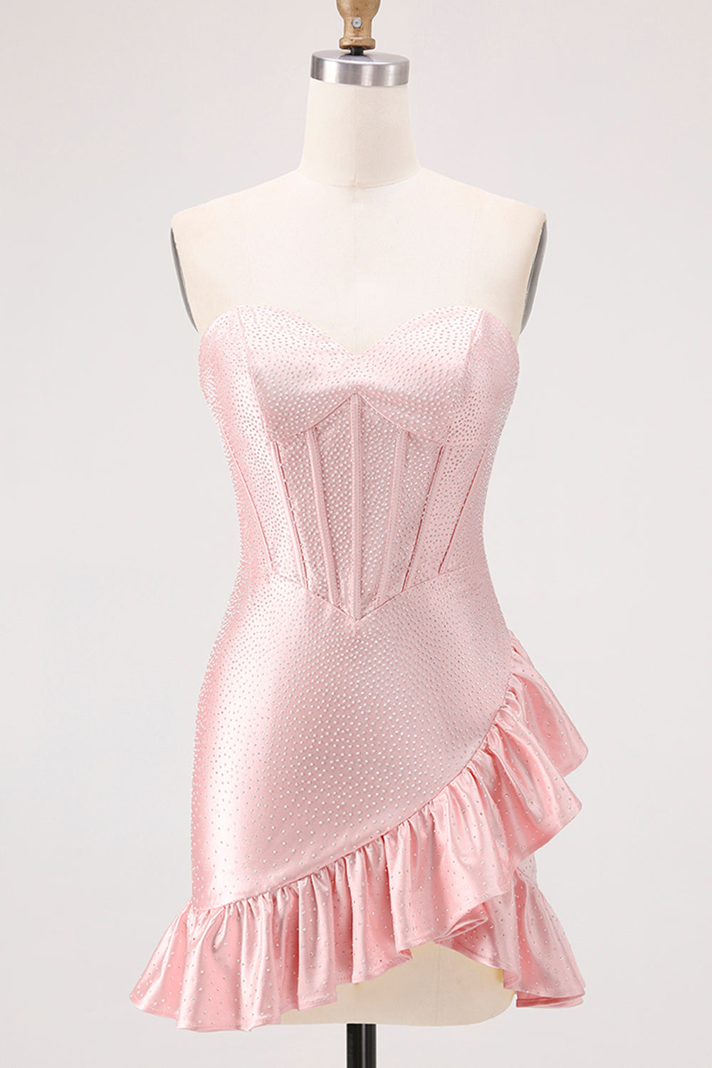 Yellow Bodycon Strapless Corset Beaded Short Homecoming Dress with Ruffles