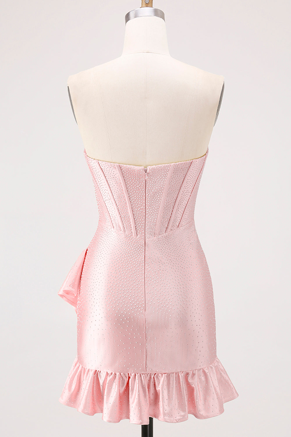 Yellow Bodycon Strapless Corset Beaded Short Homecoming Dress with Ruffles