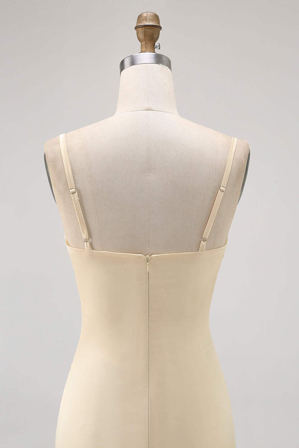 Daffodil Spaghetti Straps Satin Sheath Bridesmaid Dress