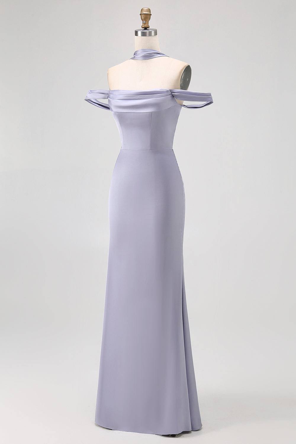 Off The Shoulder Dusty Blue Mermaid Bridesmaid Dress
