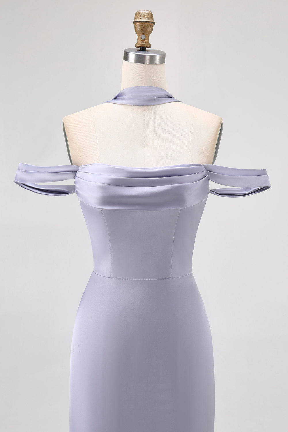 Off The Shoulder Dusty Blue Mermaid Bridesmaid Dress
