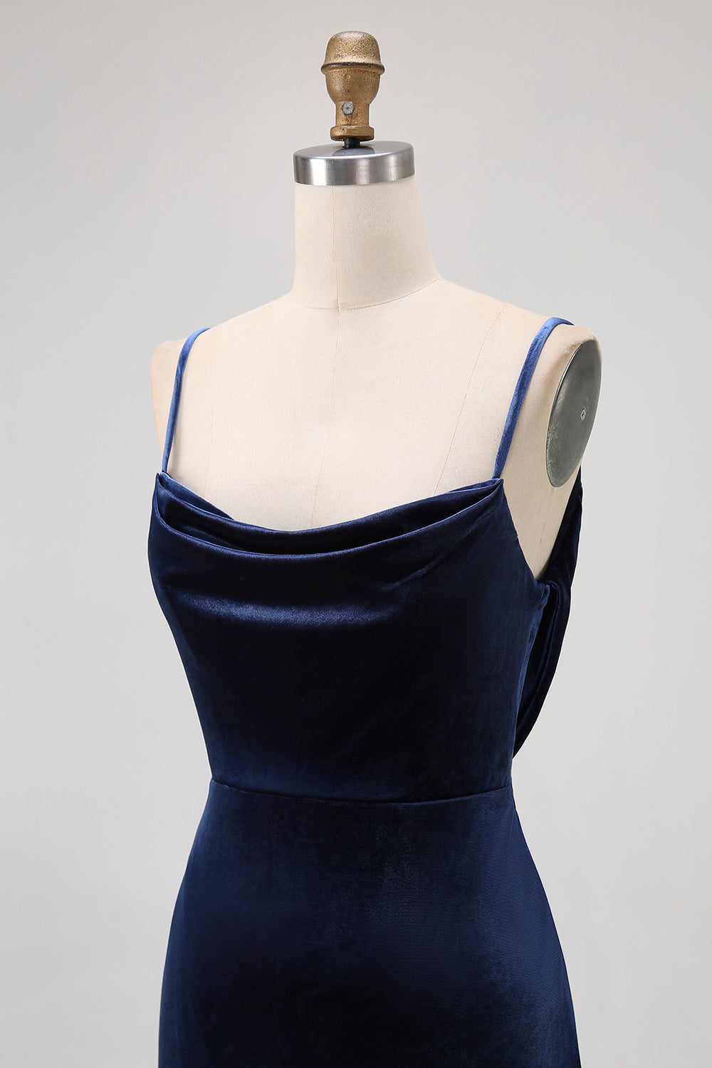 Dark Blue Spaghetti Straps Mermaid Bridesmaid Dress