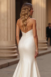 Ivory Strapless Simple Satin Mermaid Wedding Dress