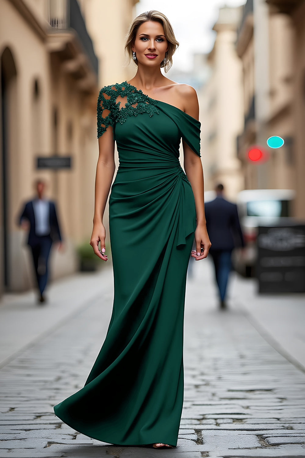 Mermaid Black Asymmetrical Mother of the Bride Dress with Appliques