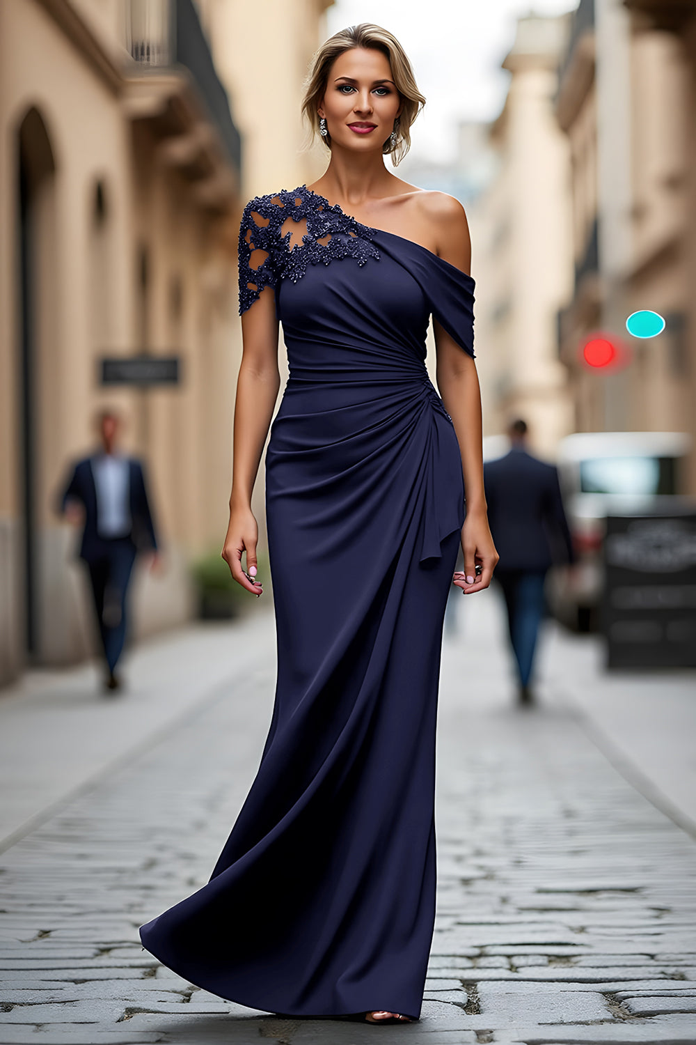 Mermaid Black Asymmetrical Mother of the Bride Dress with Appliques
