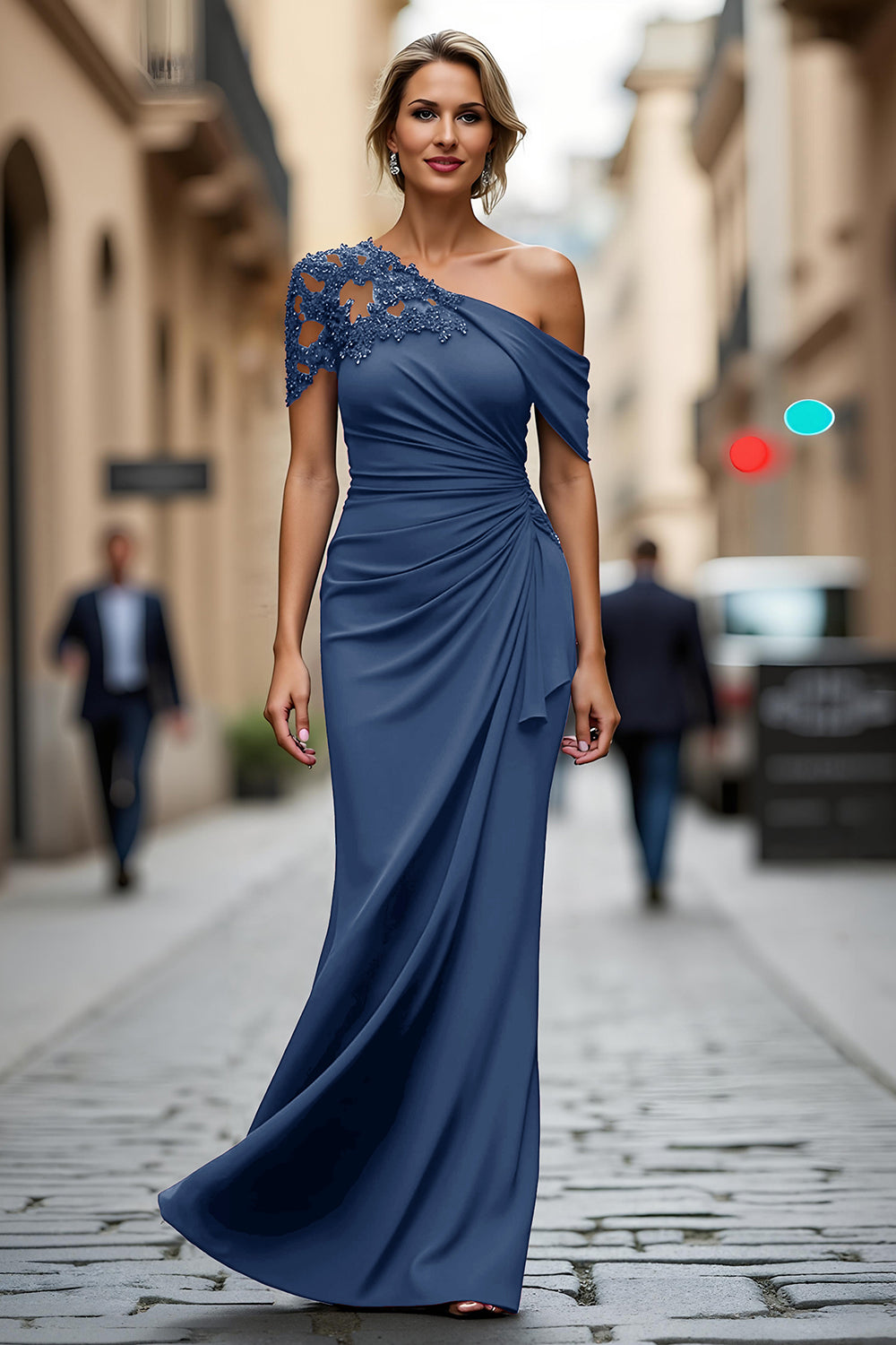 Mermaid Black Asymmetrical Mother of the Bride Dress with Appliques