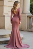 Sweep Train Chiffon Mermaid V-Neck Vintage Mauve Mother of the Bride Dress